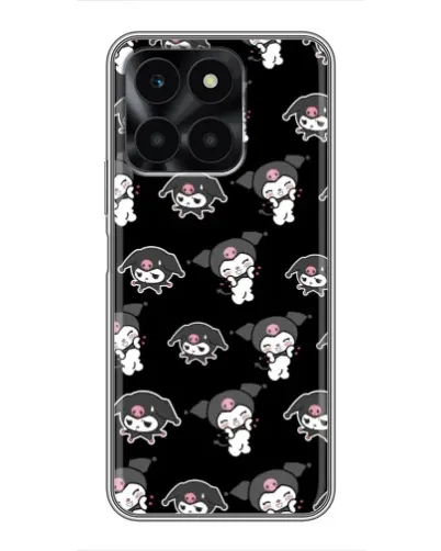 Чехол для Huawei Honor X6a с картинкой «Черный паттерн Kuromi»