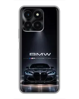 Чехол для Huawei Honor X6a с картинкой «BMW сквозь ночной город»