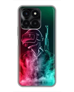 Чехол для Huawei Honor X6a с картинкой «PUBG — огненный воин»
