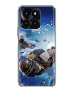 Чехол для Huawei Honor X6a с картинкой «Десант PUBG — прыжок»