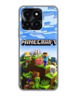 Чехол для Huawei Honor X6a с картинкой «Minecraft классический мир»