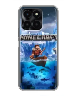 Чехол для Huawei Honor X6a с картинкой «Minecraft ледяной мир»