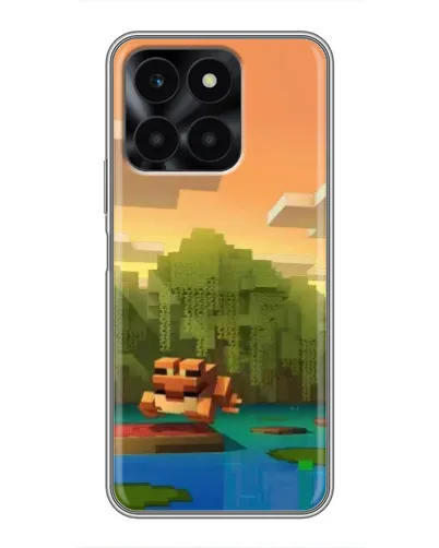 Чехол для Huawei Honor X6a с картинкой «Майнкрафт закат солнца»