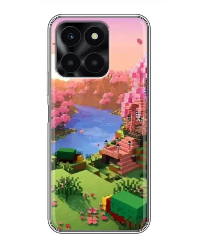Чехол для Huawei Honor X6a с картинкой «Розовое дерево Minecraft»