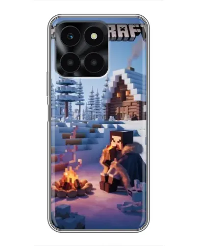 Чехол для Huawei Honor X6a с картинкой «Зимний Minecraft»
