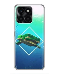 Чехол для Huawei Honor X6a с картинкой «Черепаха Minecraft»
