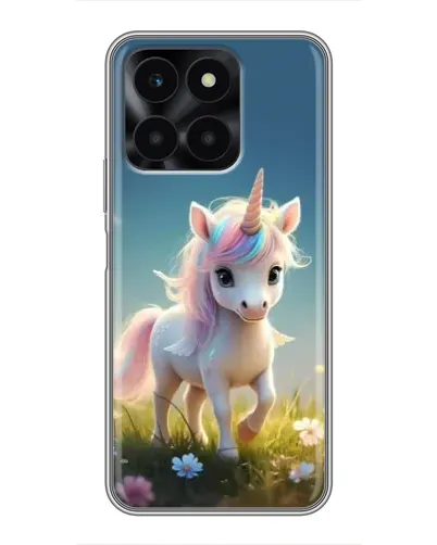 Чехол для Huawei Honor X6a с картинкой «Единорог на поляне»