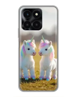 Чехол для Huawei Honor X6a с картинкой «Пара единорогов»