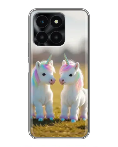 Чехол для Huawei Honor X6a с картинкой «Пара единорогов»