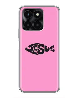 Чехол для Huawei Honor X6a с картинкой «Розовый символ  Jesus»