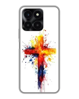 Чехол для Huawei Honor X6a с картинкой «Акварельный крест»
