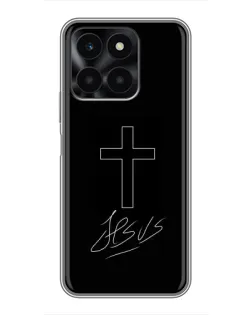 Чохол для Huawei Honor X6a з картинкою «Графічний хрест Jesus»