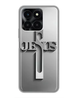 Чохол для Huawei Honor X6a з картинкою «Металевий хрест Jesus»