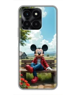 Чехол для Huawei Honor X6a с картинкой «Микки на скамейке»