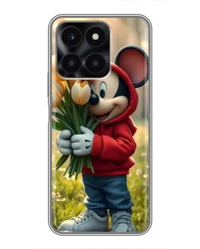Чехол для Huawei Honor X6a с картинкой «Микки с тюльпанами»
