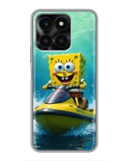 Чехол для Huawei Honor X6a с картинкой «Спанч Боб на гидроцикле»
