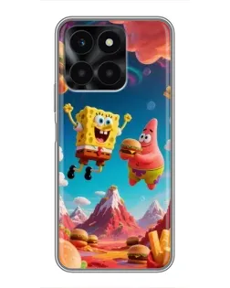 Чехол для Huawei Honor X6a с картинкой «Космический фастфуд»