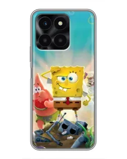 Чехол для Huawei Honor X6a с картинкой «Спанч Боб победитель»