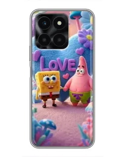 Чехол для Huawei Honor X6a с картинкой «Губка Боб Патрик»