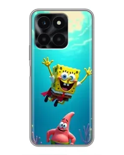 Чехол для Huawei Honor X6a с картинкой «Спанч Боб под водой»