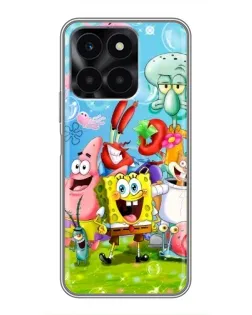 Чехол для Huawei Honor X6a с картинкой «Губка Боб и друзья»