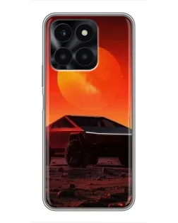 Чехол для Huawei Honor X6a с картинкой «Cybertruck на Марсе»