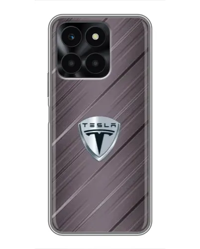 Чехол для Huawei Honor X6a с картинкой «Металлическая текстура Tesla»