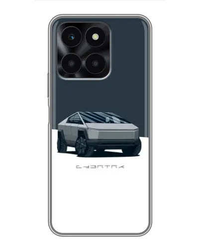 Чехол для Huawei Honor X6a с картинкой «Серебристый Cybertruck Tesla»