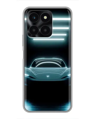 Чехол для Huawei Honor X6a с картинкой «Tesla в неоне»
