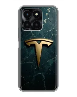 Чехол для Huawei Honor X6a с картинкой «Мраморная Tesla Gold»