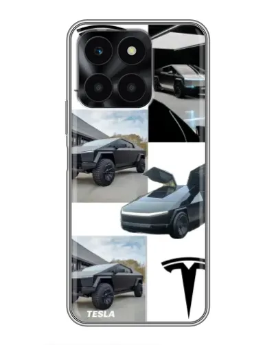Чехол для Huawei Honor X6a с картинкой «Коллаж Cybertruck Tesla»