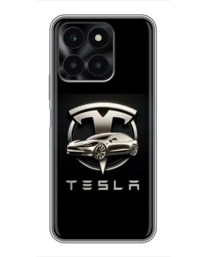 Чехол для Huawei Honor X6a с картинкой «Tesla — серебристое авто»