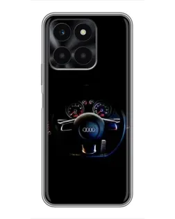 Чехол для Huawei Honor X6a с картинкой «Салон Audi — руль»