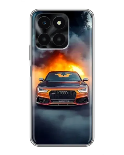 Чехол для Huawei Honor X6a с картинкой «Audi в огненном дыму» Чехол для Huawei Honor X6a с картинкой «Audi в огненном дыму»