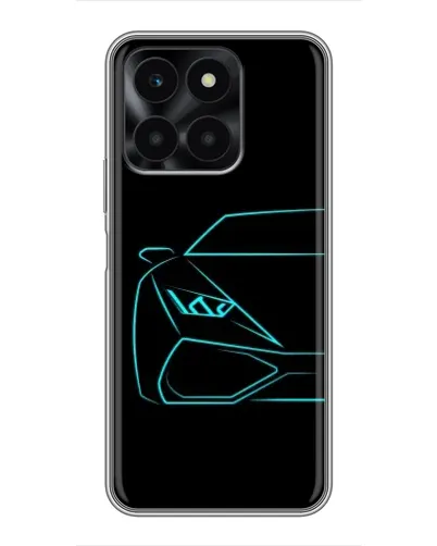 Чехол для Huawei Honor X6a с картинкой «Голубой силуэт Lamborghini»