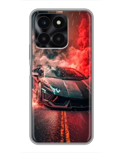 Чехол для Huawei Honor X6a с картинкой «Lamborghini красный дым»