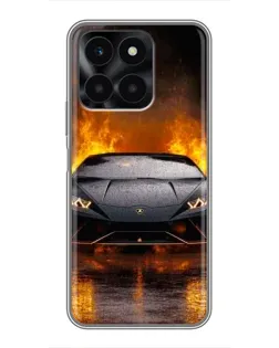 Чехол для Huawei Honor X6a с картинкой «Lamborghini в огне»