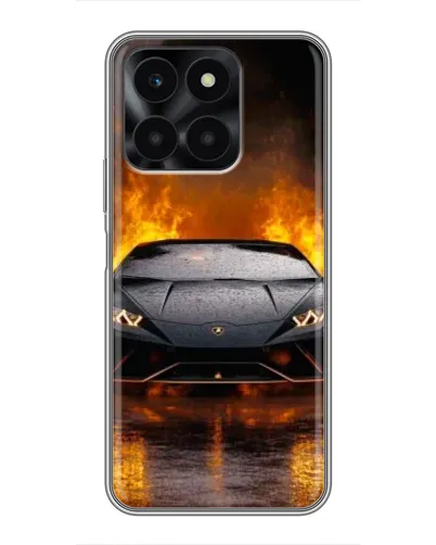 Чехол для Huawei Honor X6a с картинкой «Lamborghini в огне»
