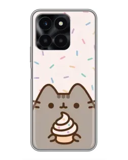 Чехол для Huawei Honor X6a с картинкой «Пушин с кексом»