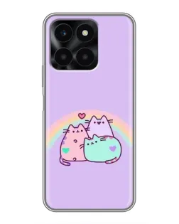 Чехол для Huawei Honor X6a с картинкой «Радужные Пушины»