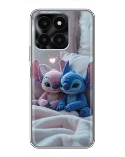 Чехол для Huawei Honor X6a с картинкой «Плюшевые Стич Ангел»