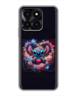 Чехол для Huawei Honor X6a с картинкой «Stitch в цветах»