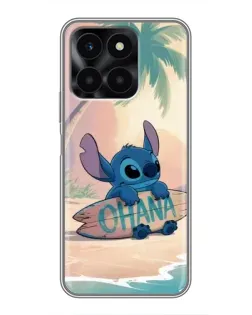 Чехол для Huawei Honor X6a с картинкой «Стич на серфе»