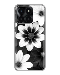 Чехол для Huawei Honor X6a с картинкой «Монохромные астры»