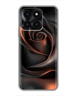 Чехол для Huawei Honor X6a с картинкой «Шелковая черная роза»