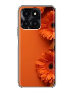 Чехол для Huawei Honor X6a с картинкой «Оранжевые герберы»