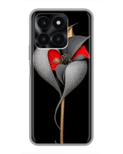 Чехол для Huawei Honor X6a с картинкой «Серебряный фантазийный цветок»