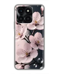 Чехол для Huawei Honor X6a с картинкой «Нежная сакура и капли»