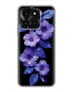 Чехол для Huawei Honor X6a с картинкой «Фиолетовые цветы с росою»
