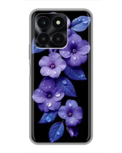 Чехол для Huawei Honor X6a с картинкой «Фиолетовые цветы с росою»